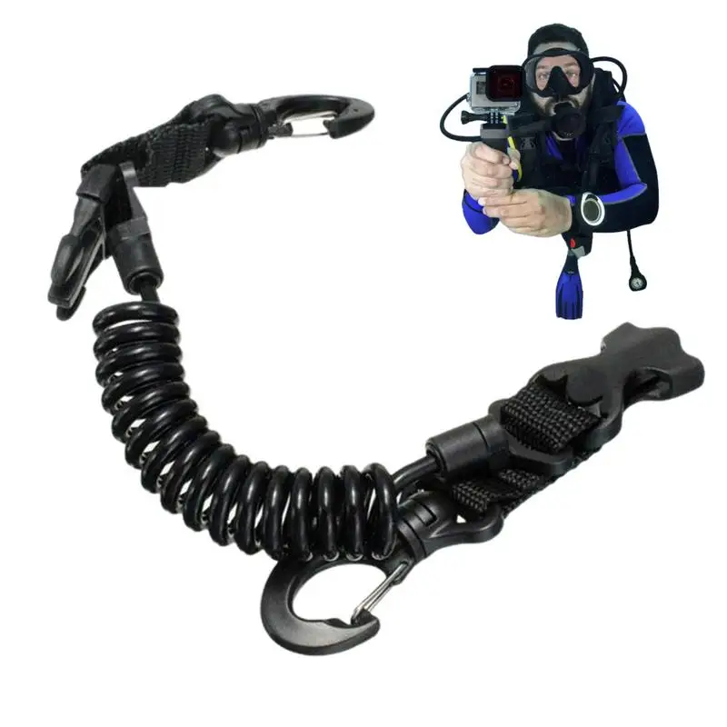 

Spring Coiled Lanyard Camera Spring Rope For Diving Diving Camera Drop Rope With Sturdy Hooks For Outdoor Climbing Scuba Diving