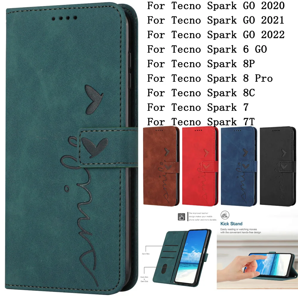 Sunjolly Custodie Per Cellulari Cover Per Tecno Spark Go 2020 2021 6 Go 8P 8C Pro 7 7T Case Cover Coque Flip Wallet
