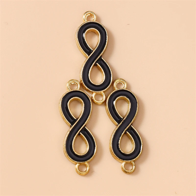 20 Stück 10 x 27 mm niedliche bunte Emaille-Infinity-Symbol-Anhänger-Verbinder für die Schmuckherstellung, Armbänder, Halsketten, DIY-Bastelbedarf – Detail 9