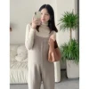 Autumn Maternity Knitting Jumpsuits Good Quality Fashion Long Loose Wide Leg Trousers Pregnant Woman Overalls Straight Rompers 4
