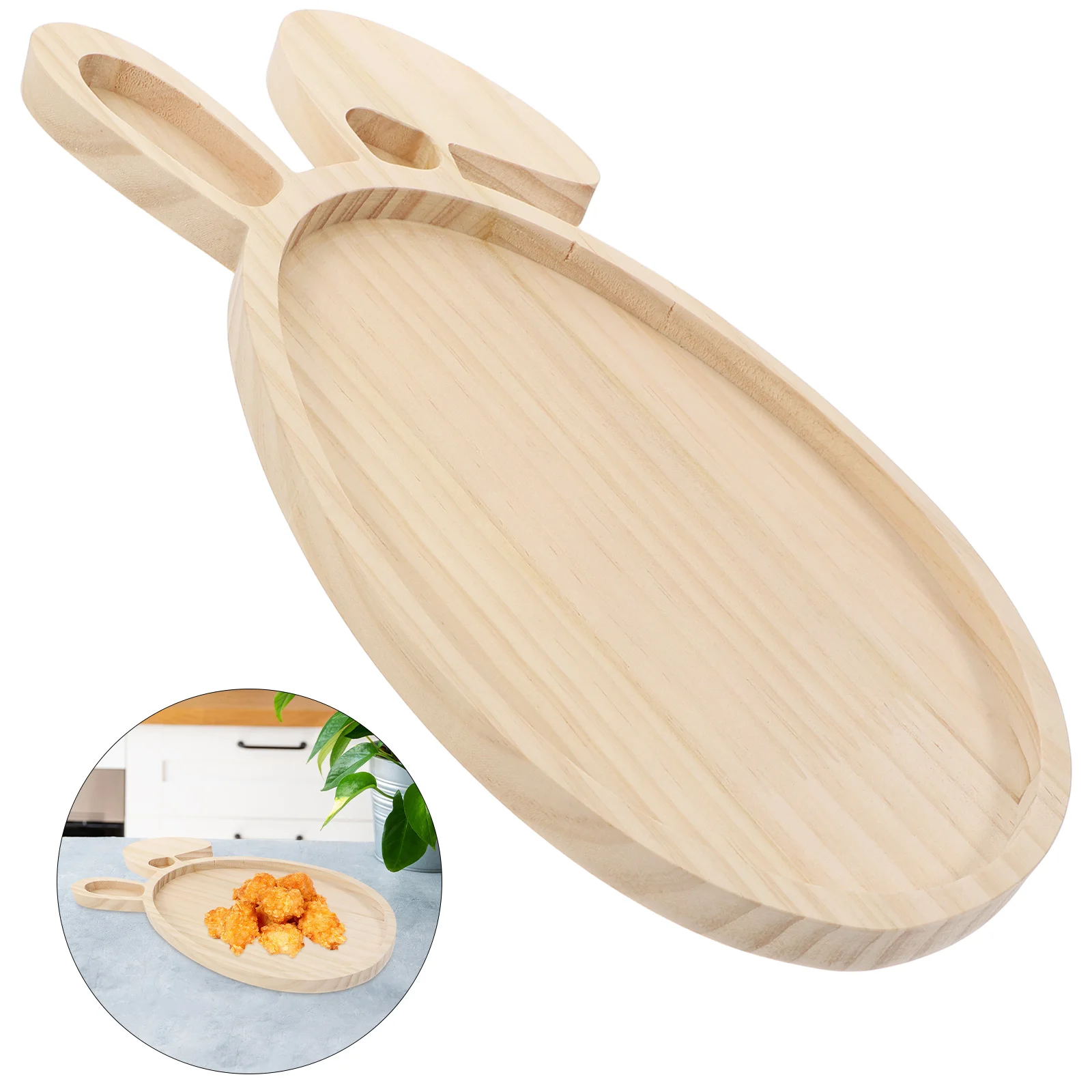 Ears Tray Bunny Serving Wood Plates Three Dimensional Easter Shaped Wooden Dish Decor Home Accessories 2