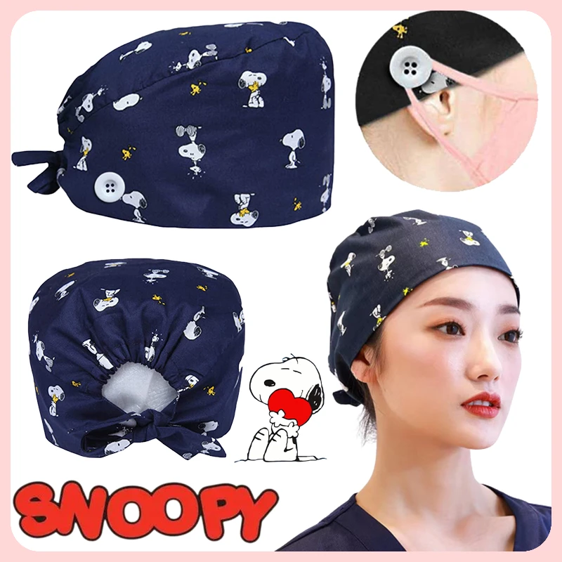 SnoopySoftScrubCapCartoonPrintingScrubsHatforWomenMen