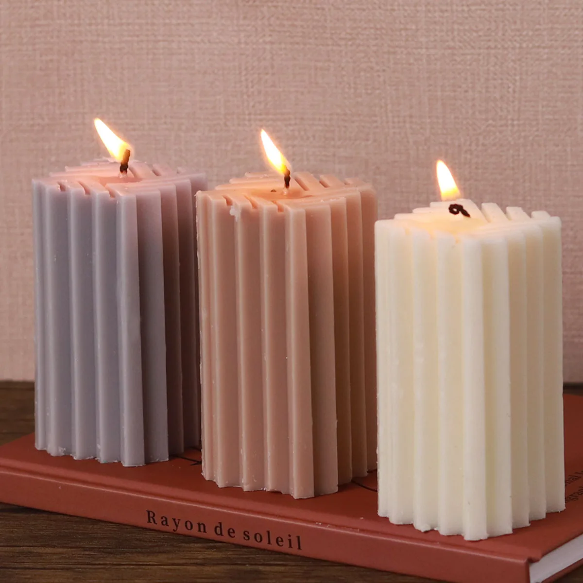 Geometric Stripe Candle Silicone Mold DIY Scented Candle Soap Craft Molds Plaster Resin Making Home Dinner Decoration Supplies