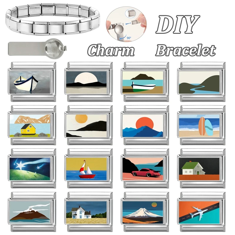 Natural Scenery Stainless Steel Bracelet Car Jewelry