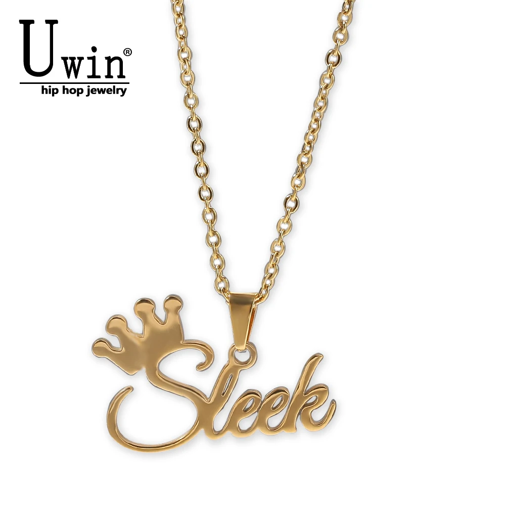 

Индивидуальное ожерелье Uwin с буквами на заказ, ожерелье с именем из нержавеющей стали, модные ювелирные украшения в стиле хип-хоп