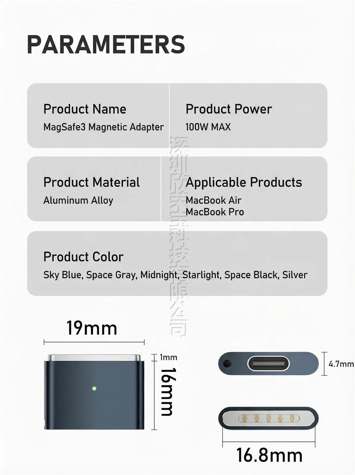 USB Typ-C auf Magsafe 3/2 Stecker Konverter Ladegerät Aufladen für Mac Buch Lapgop MacBook Air/Pro M1/M2/M3/M4 magnetisch PD100W 20V 5A – Detail 8