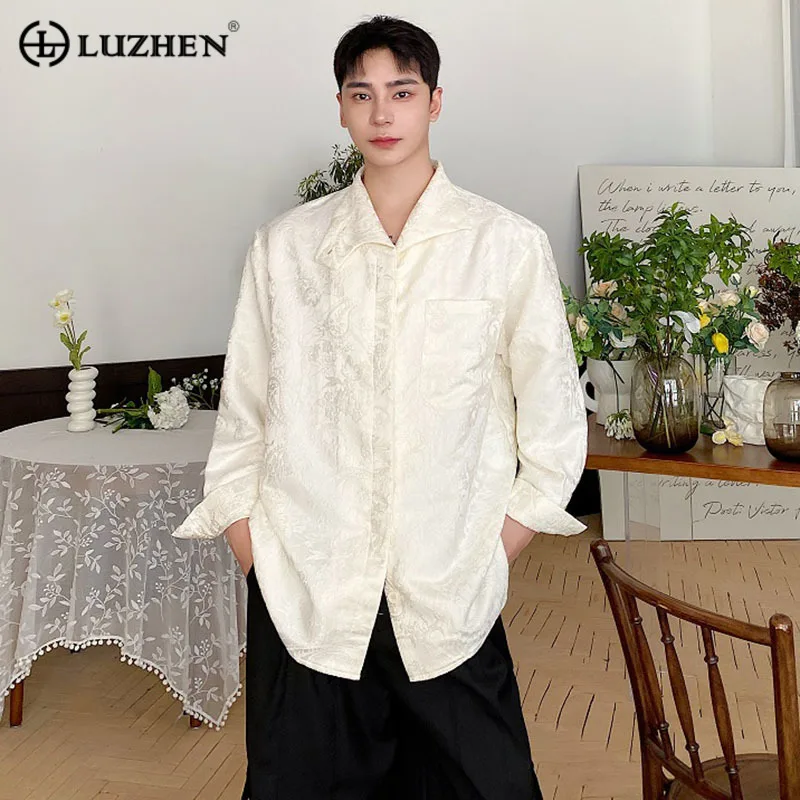 

LUZHEN 2024 Stylish Spring Elegant Personality Pattern Long Sleeve Shirts Men's Trendy Jacquard Loose Elegant Casual Tops 3645ce