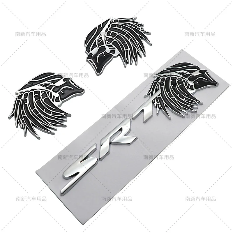 

3Pcs Metal Car Emblem Badge For Dodge Challenger Jeep Chrysler Grand Cherokee Hellcat SRT Side Fender Rear Trunk Sticker Styling