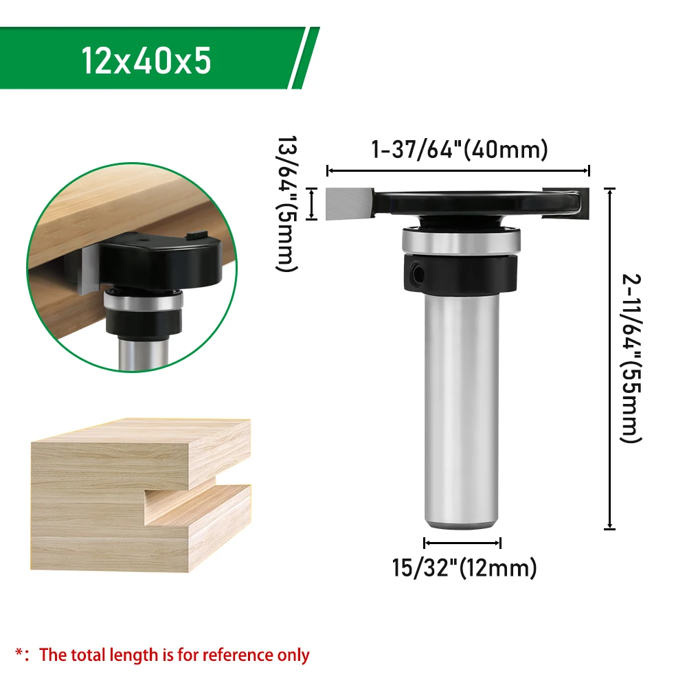 LAVIE 1 Stück 12mm 1/2 Zoll Schaft T-Nut-Fräser mit Lager - Doppelkantiger Nutfräser für Holznutfräsen – Detail 8