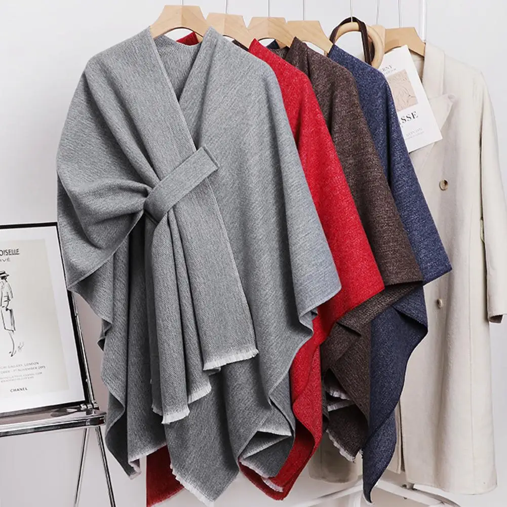 

Cozy Neck Wrap Cozy Women's Fall Winter Shawl Thick Warm Retro Cardigan Windproof Cape Blanket Poncho for Cold-proof Shoulder