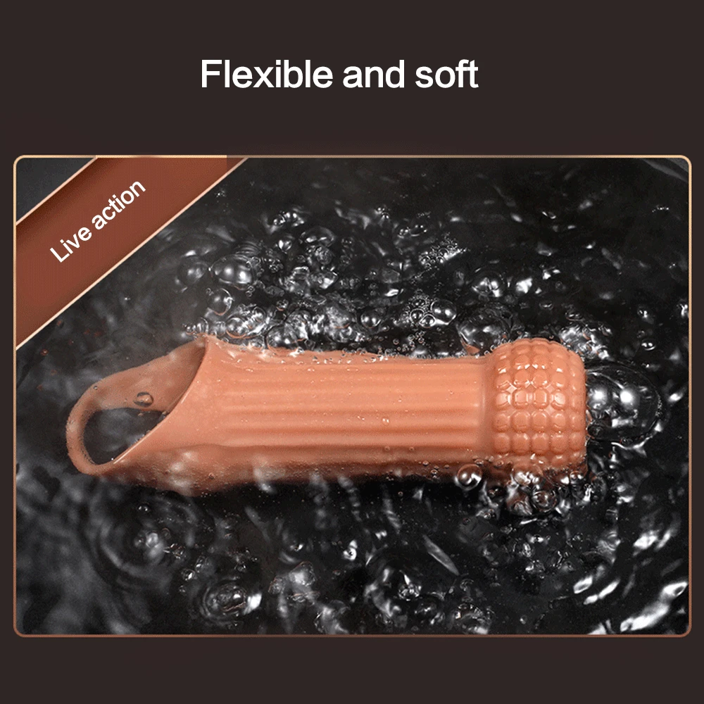 Reusable Enlargement Sleeve Rings Extender Silicone Condom Sex Toy For Men Enlarger Attachment_voghion.com