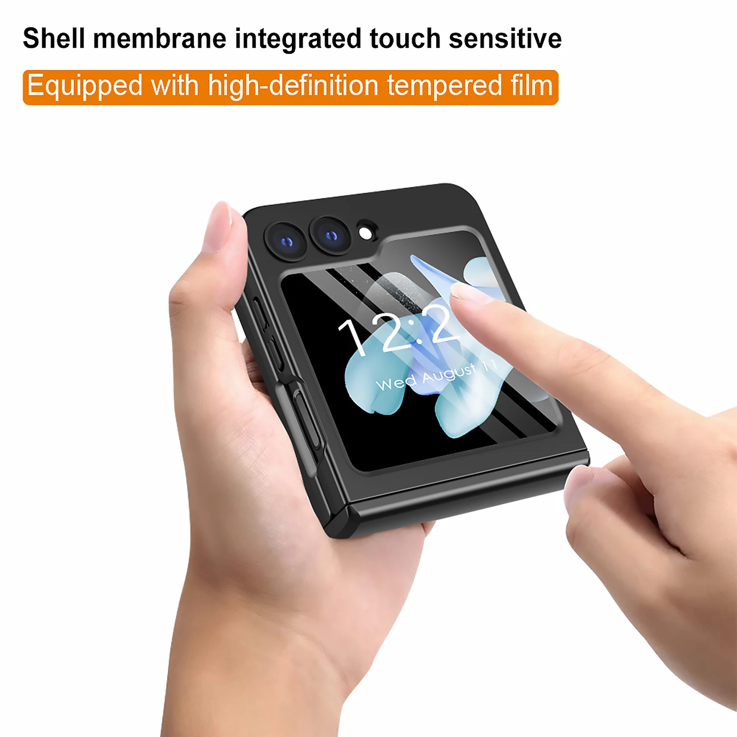 For Samsung Galaxy Z Flip 5 Case Colorful Skin Friendly Matte Folding Hingle Belt Ring Bracket With Mirror Film Hard Back Cover