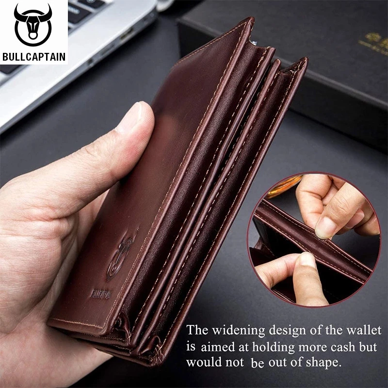 Leather Bifold Wallet Credit Card Holder Mens Wallet Card Holder Wallet 15 Card Slots RFID BULLCAPTAIN