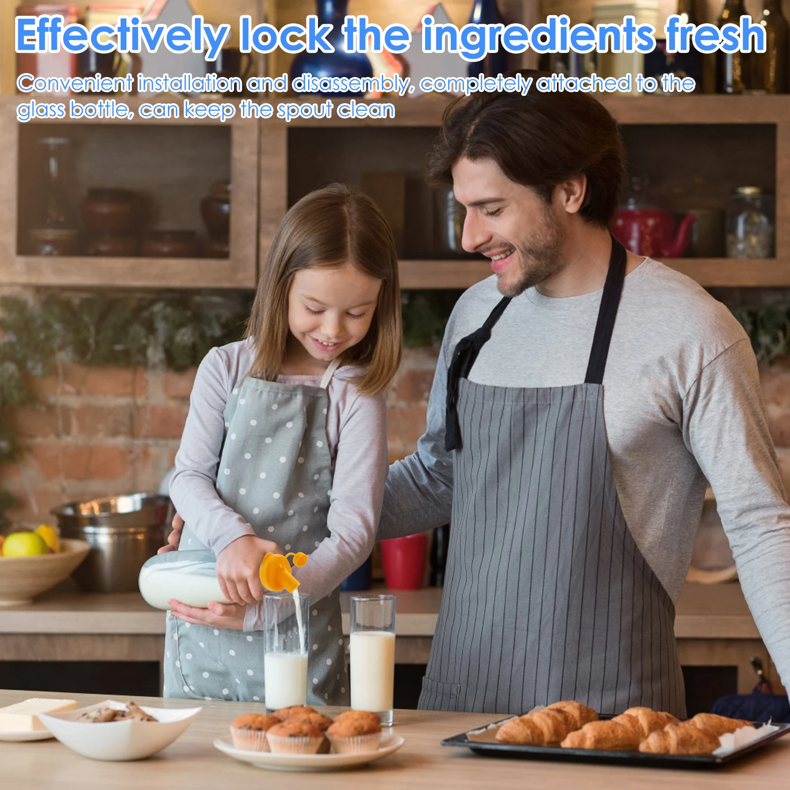 6Pcs Silicone Milk Bottle Dispenser Caps 48mm Diameter Leak Proof Silicone Milk Bottle Dispenser Lids for Glass Jugs Beverages