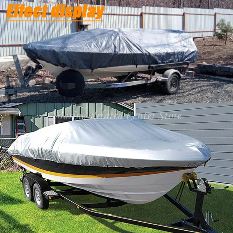 210D 11-22FT Fabric Trailerable Boat Cover Waterproof Anti-UV Protector Fishing Speedboat V-shape Canvas For Boat Cover Tent