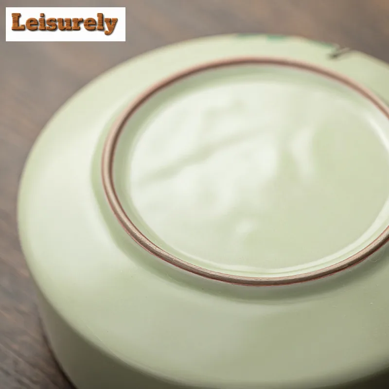 Pea Green Ru Kiln Jianshui Hibiscus Flower Washing Cup Bowl Large Capacity Tea Garbage Can Household Chaxi Cha Supplies Craft