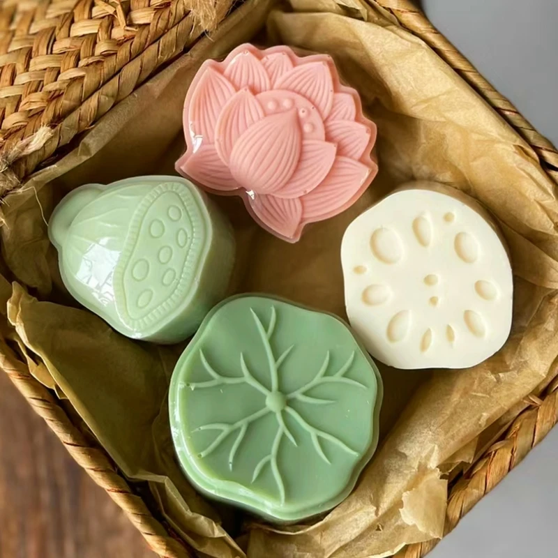 Creative Lotus Flowers Handmade Soap Silicone Molds DIY Leaf Aromatherapy Plaster Gypsum Crafts Mold for Car Decoration
