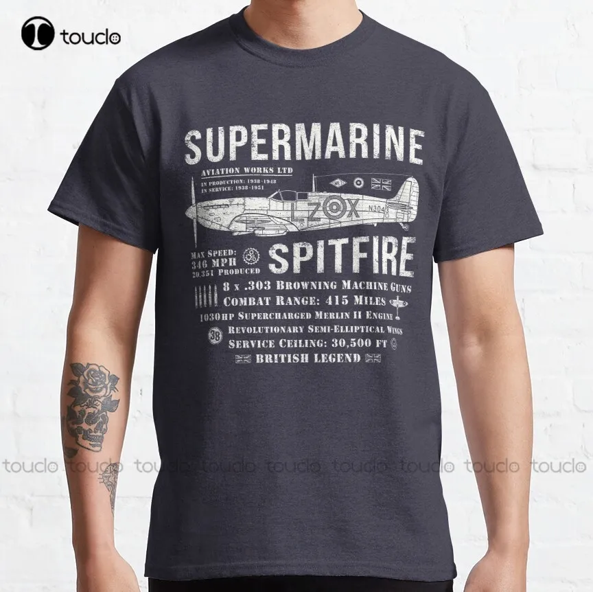 

Supermarine Spitfire Battle Of Britain Classic T-Shirt Black T Shirts Custom Aldult Teen Unisex Digital Printing Tee Shirt New
