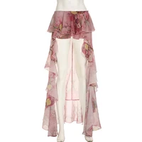 SUCHCUTE Y2K Vacation Floral Printed Long Skirts Holiday Beach Sexy Low Waist Aesthetics Lace Skirt Women Grunge Party Outfits - Image 5