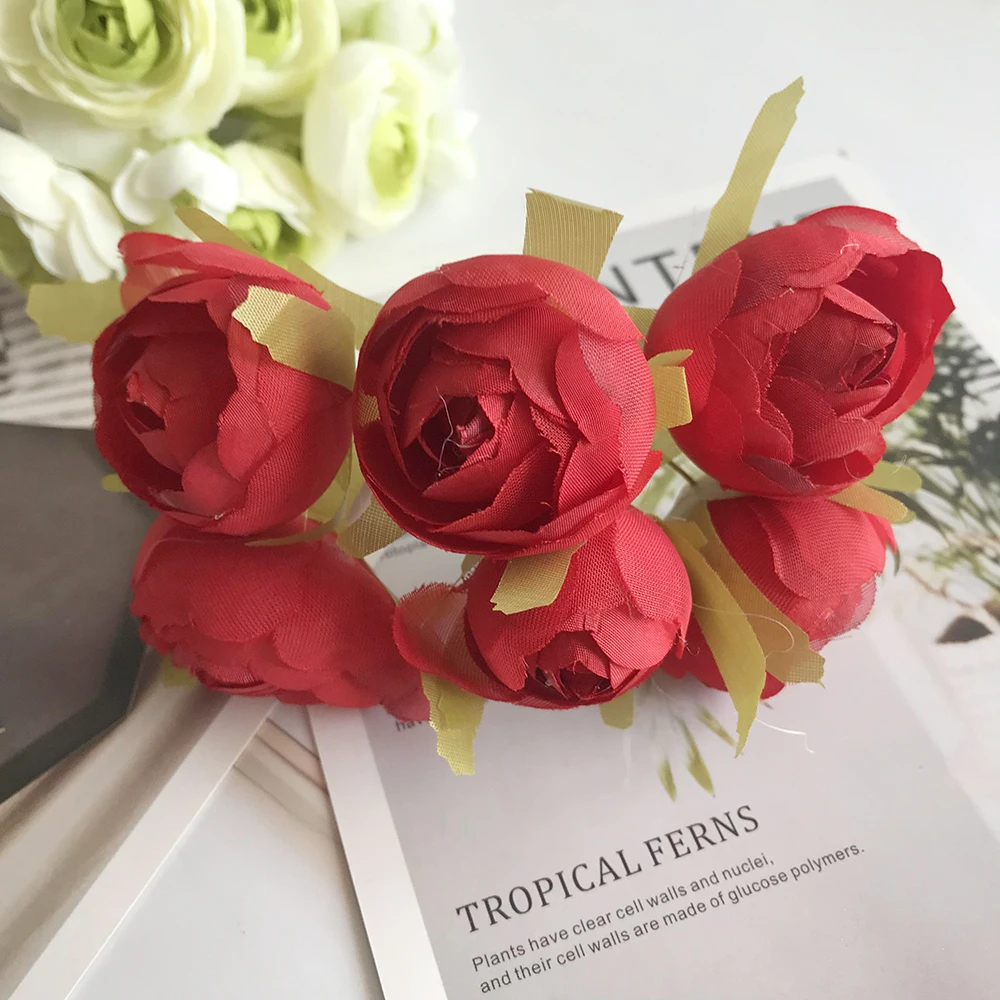 Artificial Mini Lotus Bunch Silk Flower Small Tea Rose Wedding Home