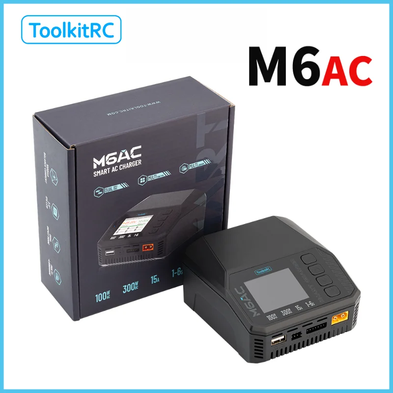 ToolkitRC M6AC RC Lipo зарядное устройство 300 Вт Smart Battery Balancer Зарядное устройство для 1-6S Lipo LiHV Life 1-16S NiMH батареи