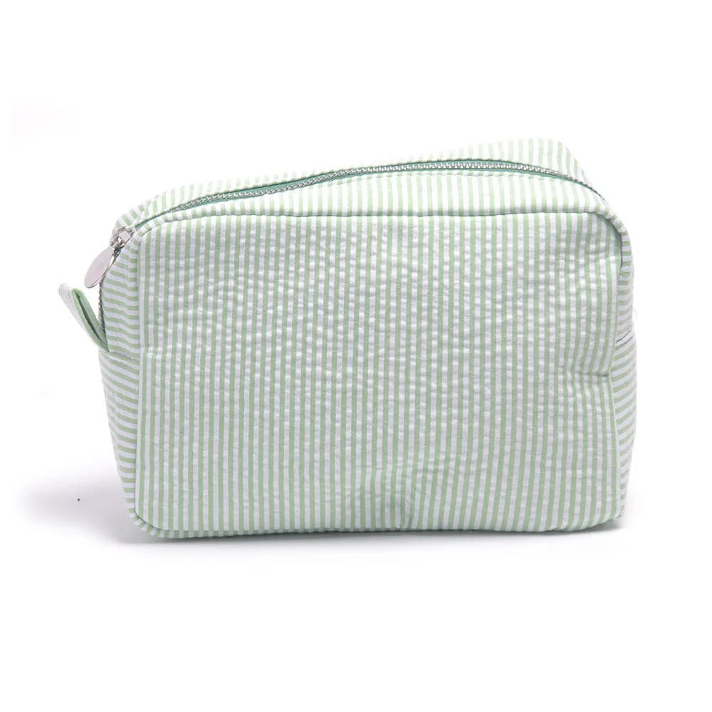 Embroidered Seersucker Cosmetic Bag Custom Name Women's Travel Toiletry Bag Personalized Stripe Gift Handbag Purse Bag for Lady 11 S293f933f17c548159ea56283a34a7a6ci
