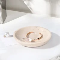 D15x2.5cm Natural Travertine Ring Dish Jewelry Tray Marble Trinket Dish Small Bowl Vintage 1