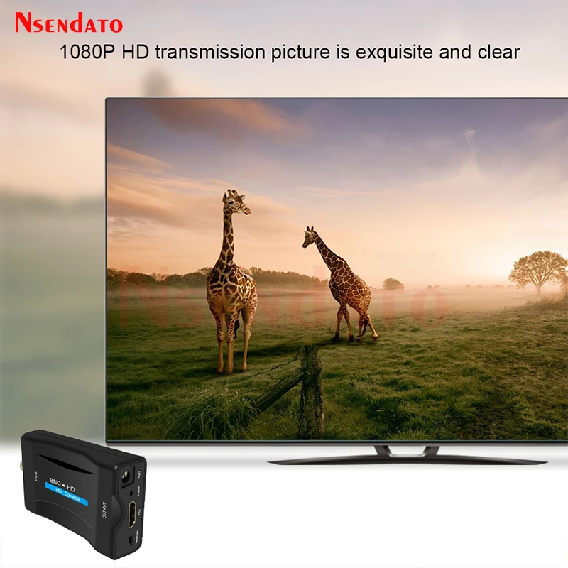 BNC To HDMI-Compatible Converter Adapter 1080P Video Audio Conversor Surveillance Monitor TV signal Converter with USB Cables