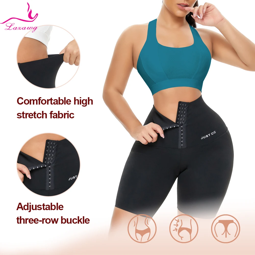 LAZAWG Women Body Shapers Panties High Waist Tummy Control Leggings Hooks Seamless Shapewear Push Up Gym Slimming Pants Shaper