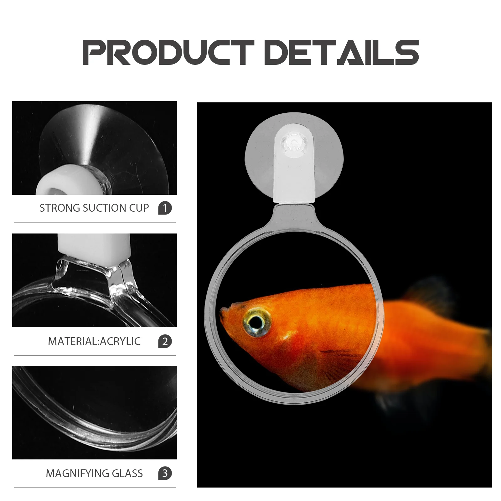 Acrylic Suction Cup Glass For Fish Tank Aquarium Viewer Small Animal Plant Observer Home Garden Pet Supplies