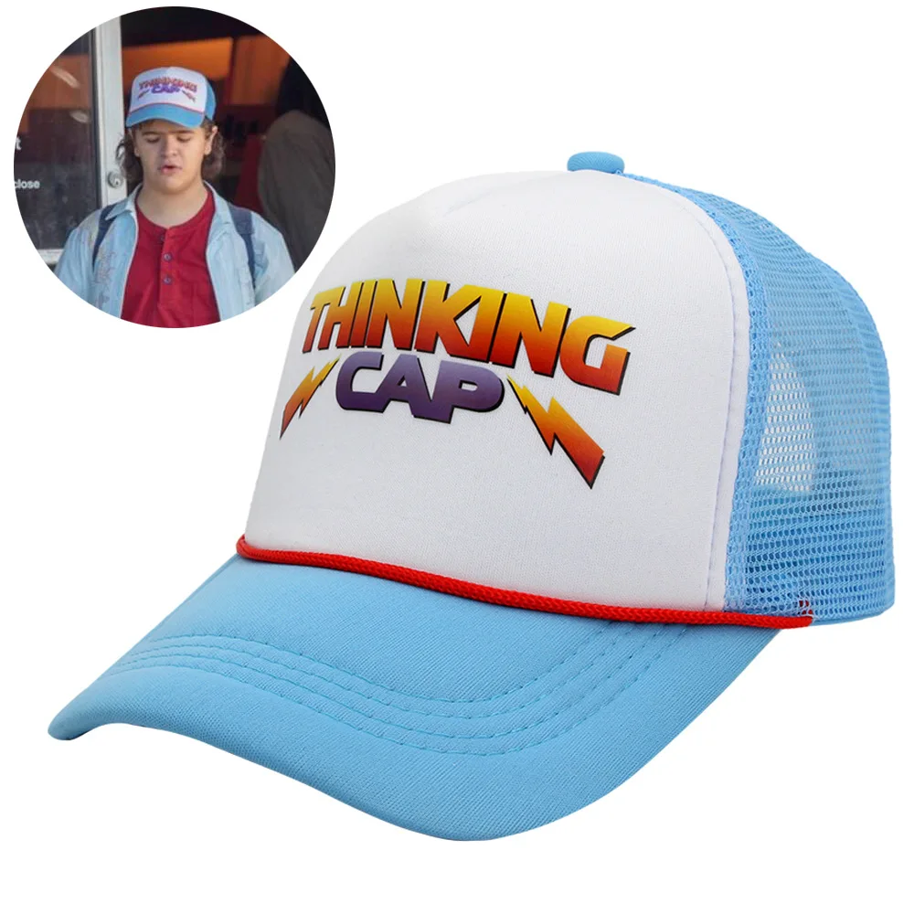 Stranger Things Season 4 Cosplay Hat Dustin Baseball Cap Retro Mesh Thinking Hats Adult Unisex Prop Accessories Adjustable