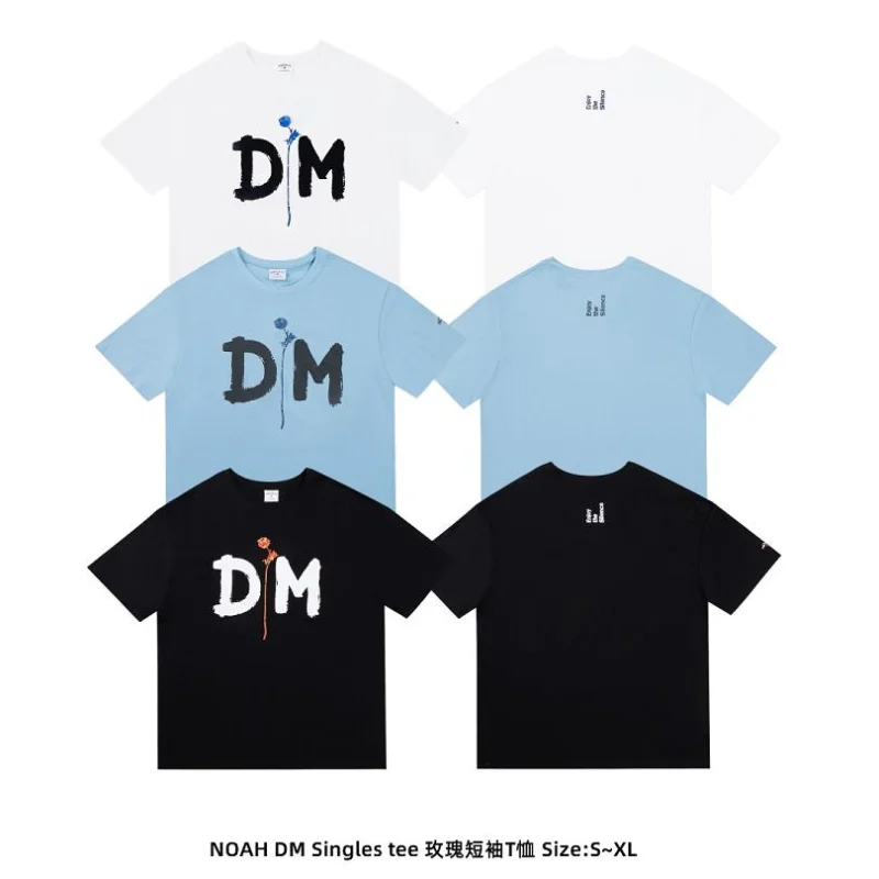 

New Style Simple DM Letter Rose Print NOAH T Shirt Men Women EU Size 100% Cotton Goth NOAH Top Tees