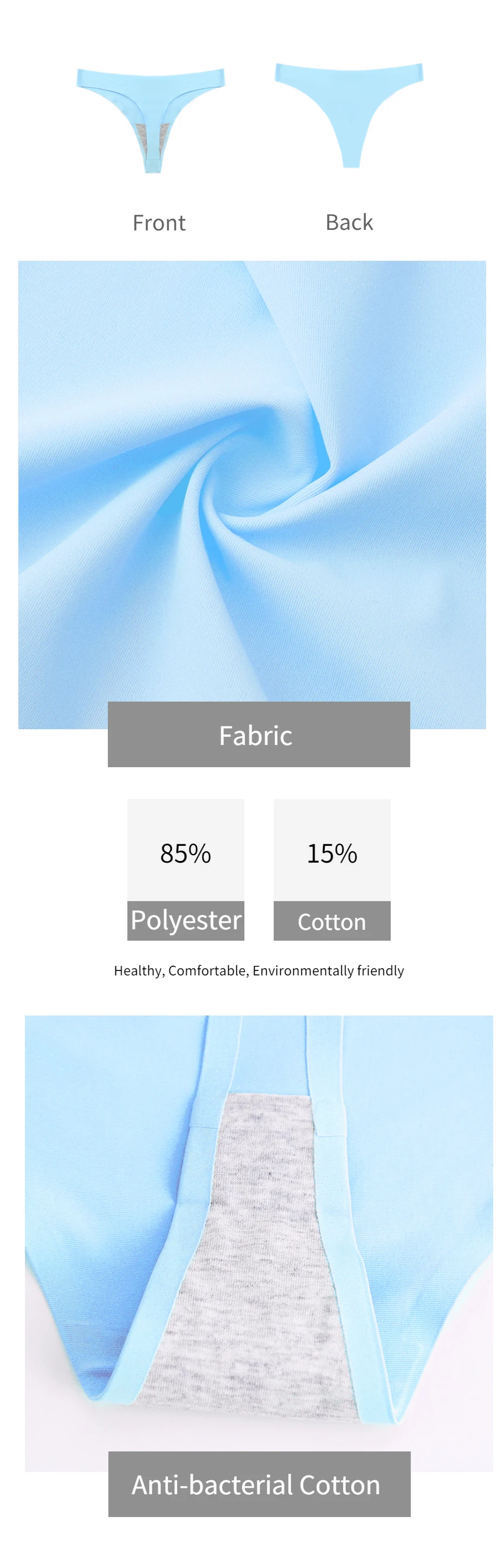 Description Picture 4 of itemWarmSteps S-3XL Woman Panties G Strings Thongs Sexy Solid Women's Underwear Seamless Lingerie S-XXXL Plus Size Female Tangas