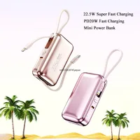 Mini batterie externe 10000mAh 22.5W PD20W, charge rapide bidirectionnelle, chargeur Portable, batterie externe, câbles intégrés, nouveau 2