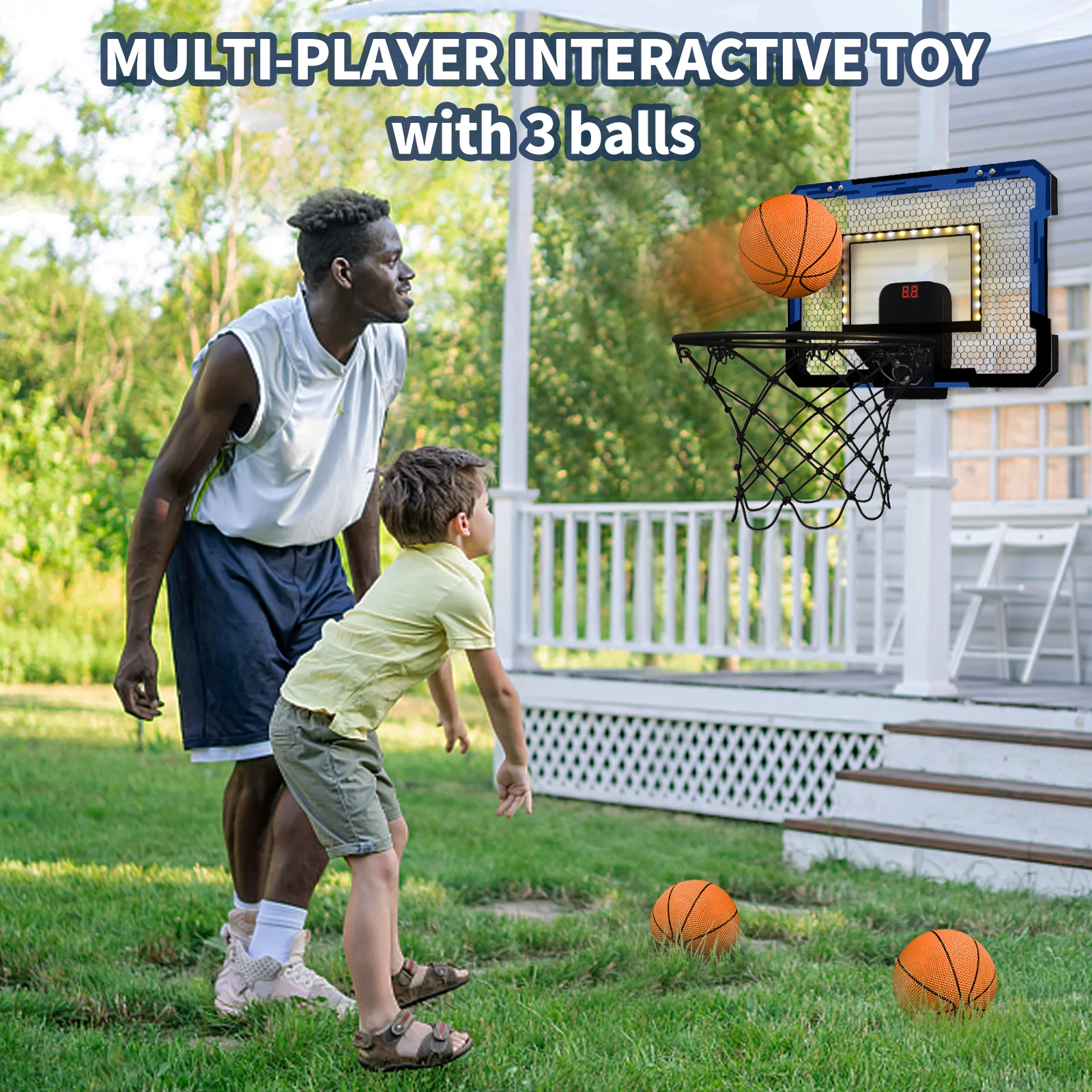 QDRAGON Indoor Basketball Hoop for Kids Door Room Basketball Hoop With LED Lights Basketball Toys for 3 4 5+Year Old Boys Girls 2