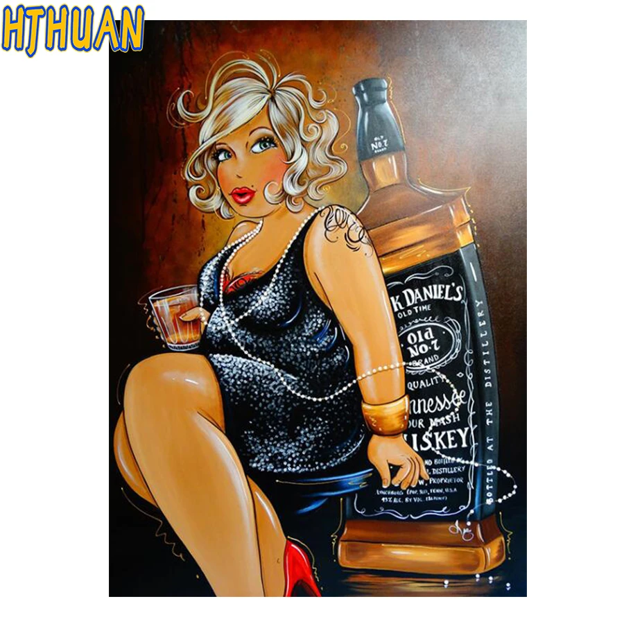 

Diy 5d Cartoon Fat Whiskey Beer Pearl Necklace Full Diamond Painting Cross Stitch Kit Art Ladies Mosaic Diamond Painting decor