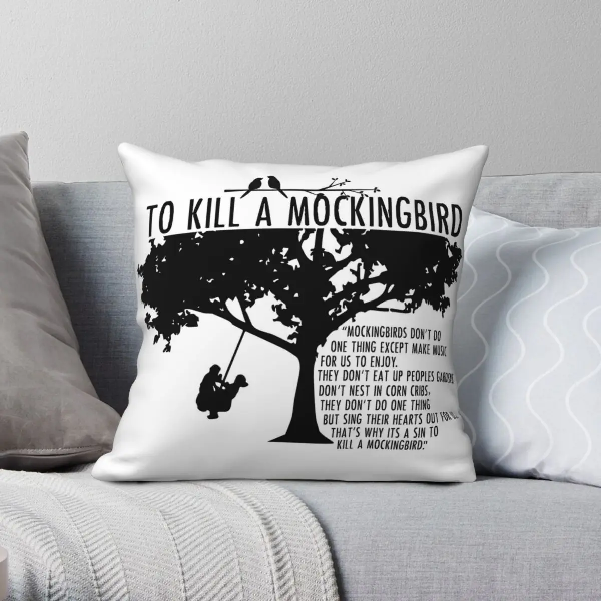 

To Kill A Mockingbird Square Pillowcase Polyester Linen Velvet Pattern Zip Decorative Home Cushion Cover