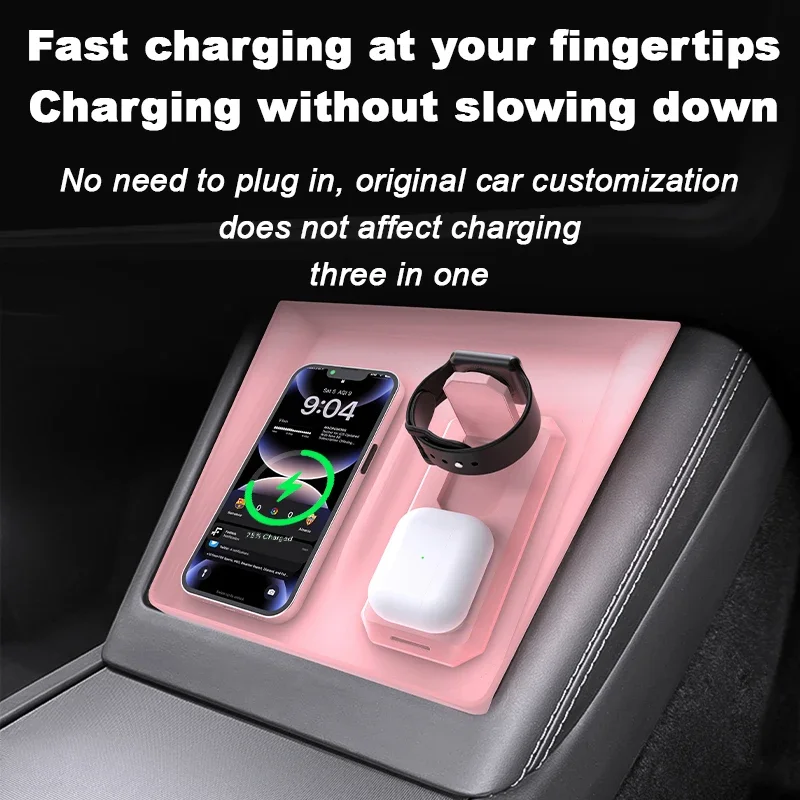 For Tesla Model 3 Model Y New 3 Wireless Charging in 1 Silicone Mat