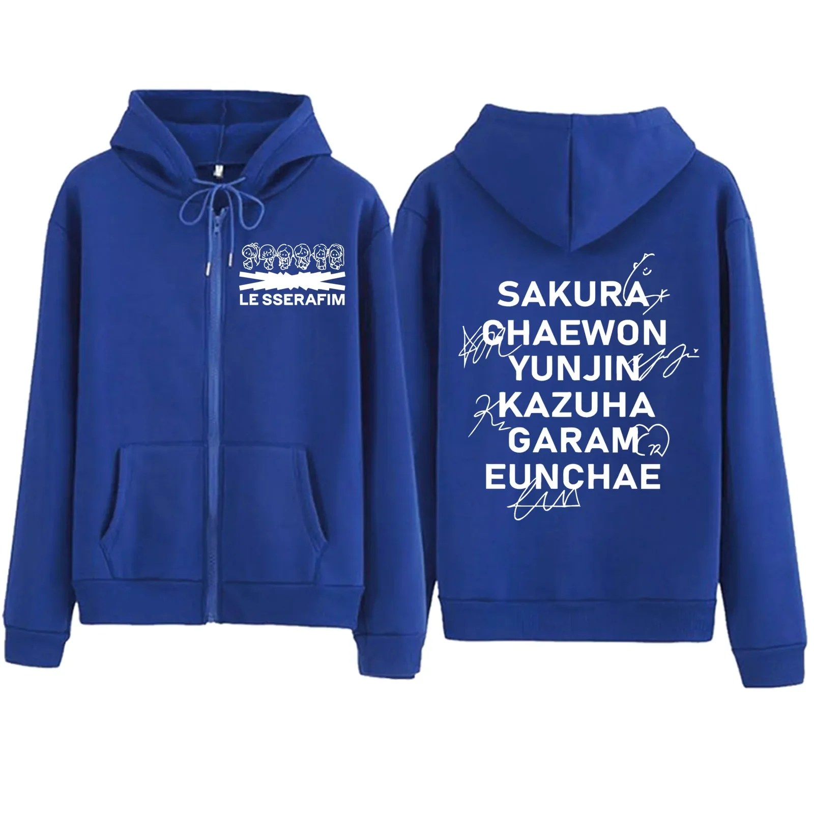 

KPOP LE SSERAFIM FEARLESS Ablum Zip Up Women/Men Hoodie Sweatshirt SAKURA CHAEWON YUNJIN KAZUHA EUNCHAE Zipper Hooded Jacket