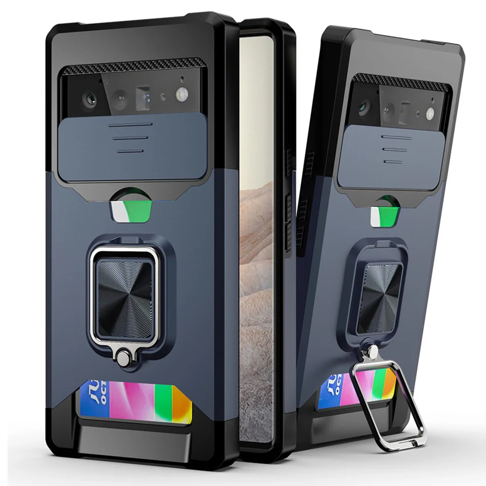 Enhanced Protective Cover with Card Slots and Hard Slider Window for Camera - Google Pixel 6 Series