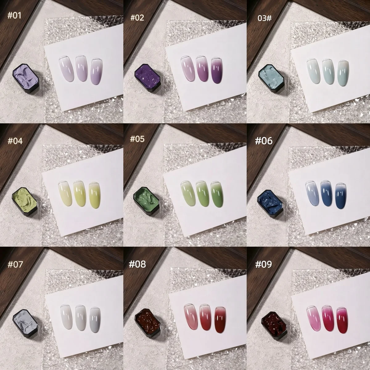 Smalto Solido per Unghie in 9 Colori, Rosa, Viola, Verde, Rosso, Gel per Pittura, Alta Saturazione, Smalto Solido Popolare per Nail Art - immagine 3