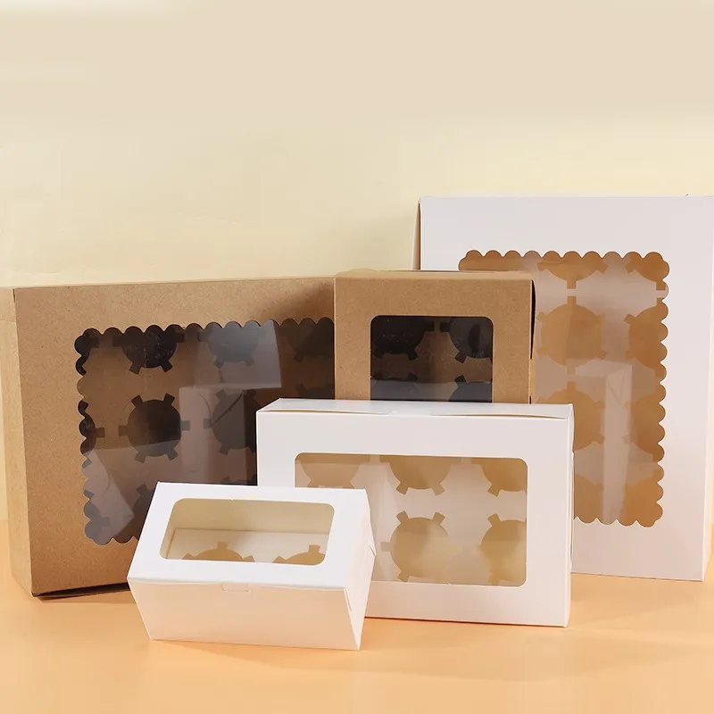 10PCS Cupcake Boxes with 2/4 Holes, Clear Window Cake Holder, Perfect for Wedding, Birt... - SKU CWCH2103 - UGI Packaging
