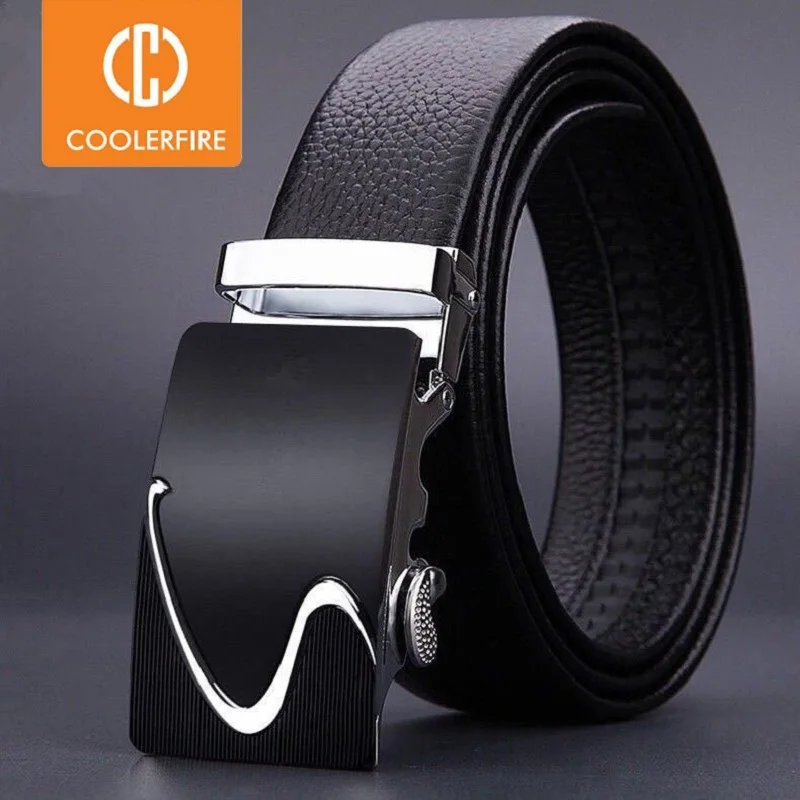 Genuine Leather Men Belt Automatic Buckle For Jeans