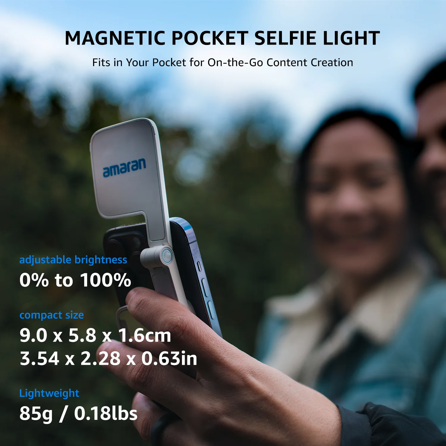 amaran Go Ultra-Compact Built-in Mirrored Mini LED Phone Light Magnetic Mount Versatile Flip Design for Vlog Selfies by Aputure 5