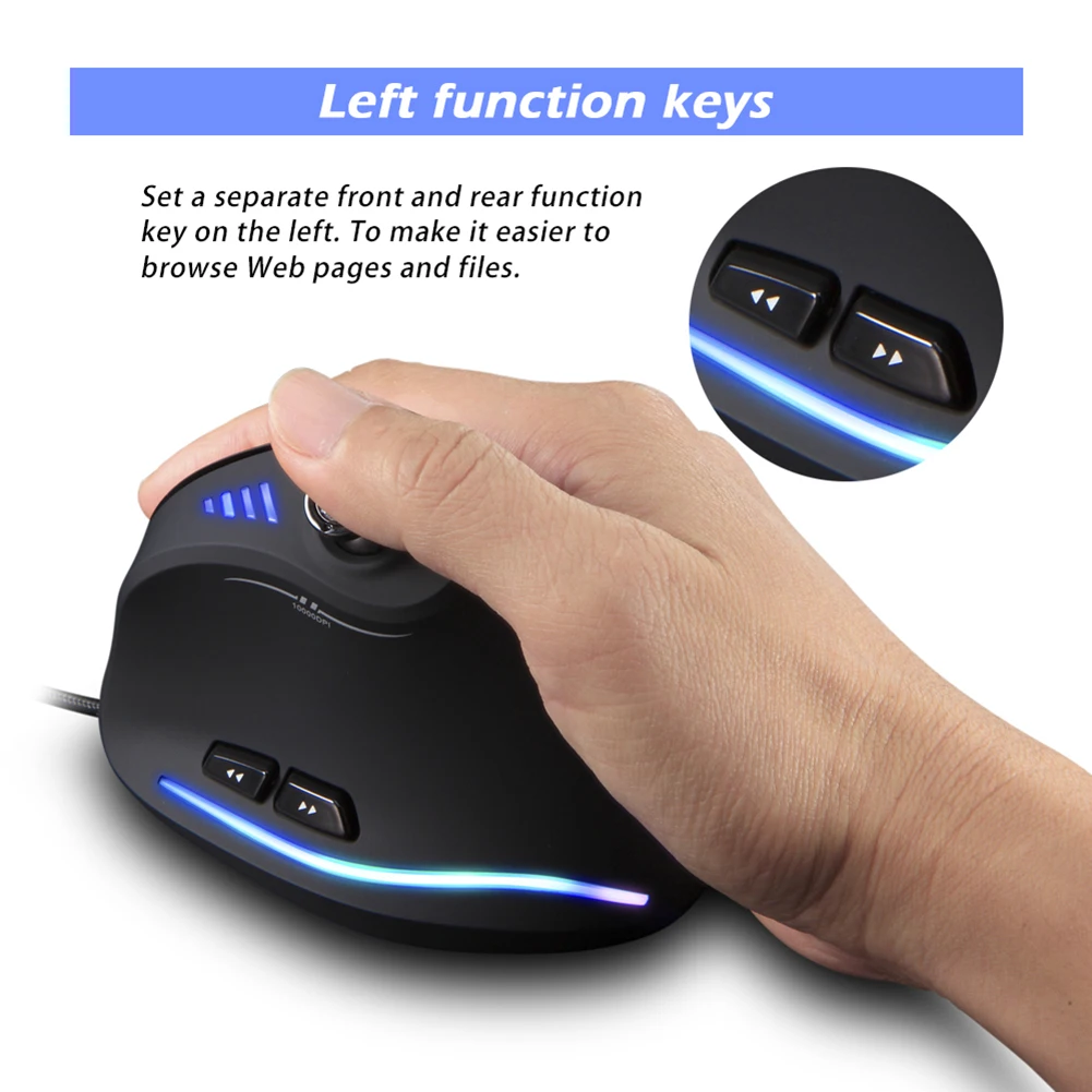ZELOTES-C-18 Mouse vertical para gamer, rgb, ergonômico,