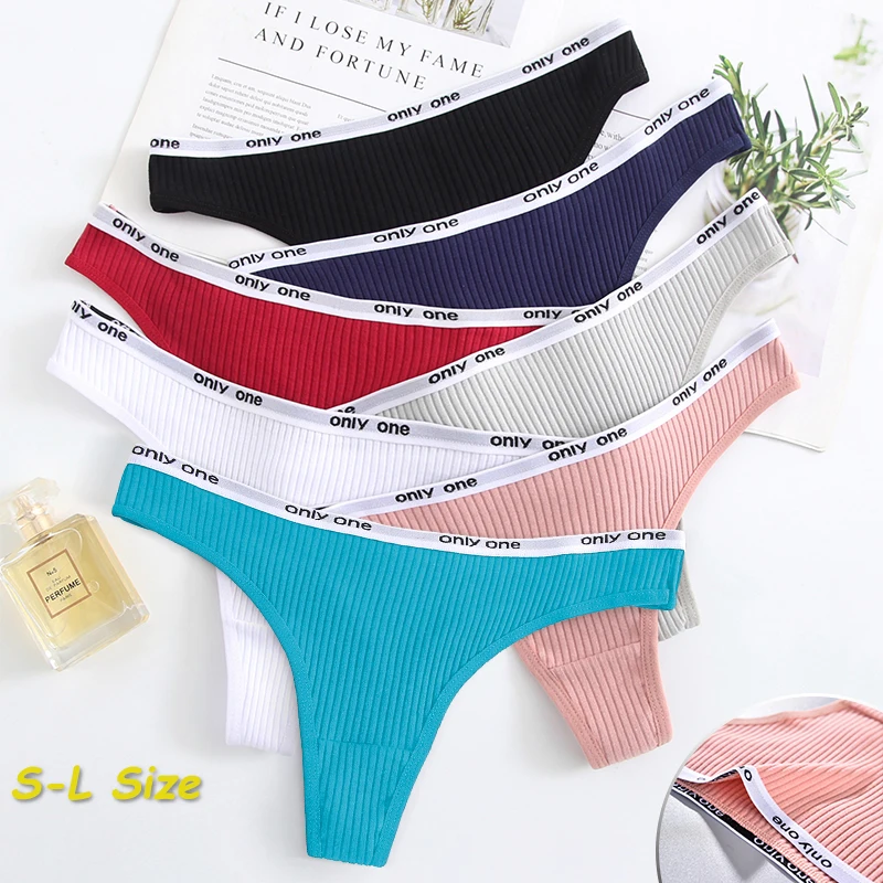 

Cotton Elastic Low Waisted G-string Sexy Fashionable Women Underwear Letter Solid Color Comfortable Thong Cool Fitting Lingerie