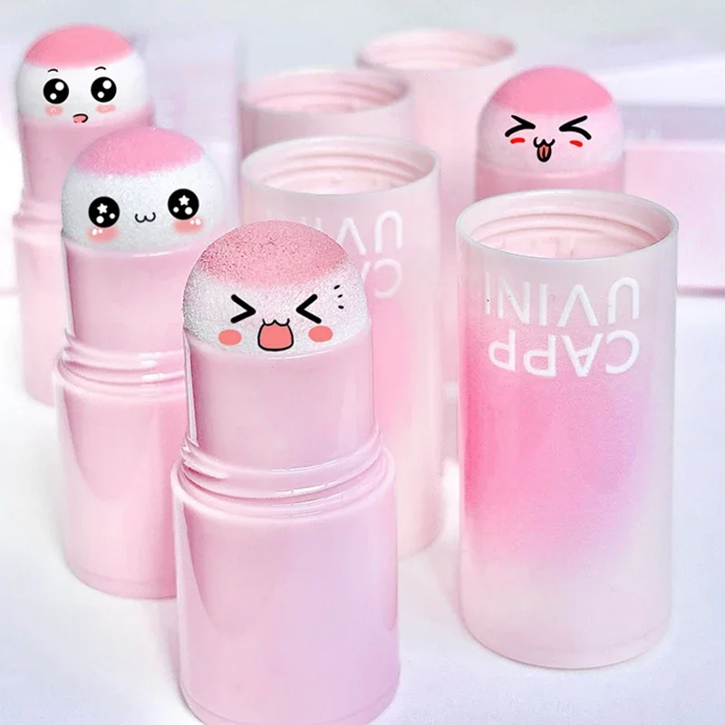 Sponge Head Blush Stick Waterproof Brighten Facial Contour Powder Blush Cream Nature Lasting Cheek Lightening Korean Makeup blush stick,blush cream,cream blusher,facial blusher,powder blusher,blush powder