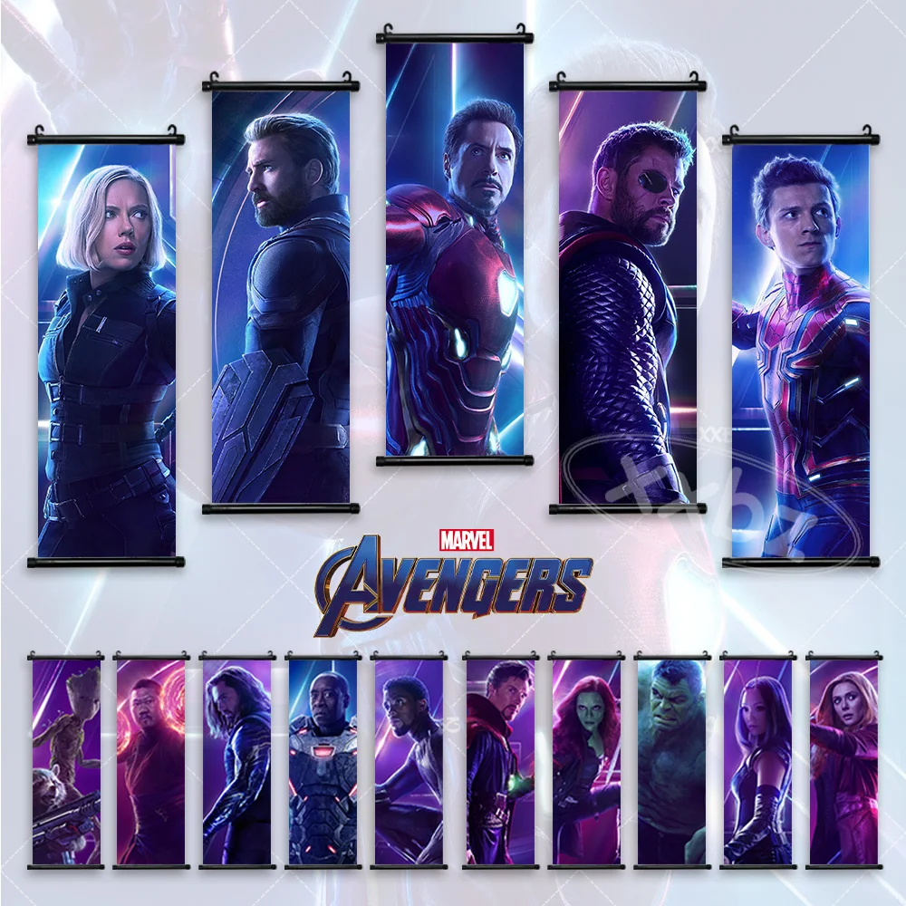 Spider-Man Wall Art Star-Lord Scroll Pictures Hulk Hanging Painting Marvel Avengers Movie Poster Captain America Home Decoration