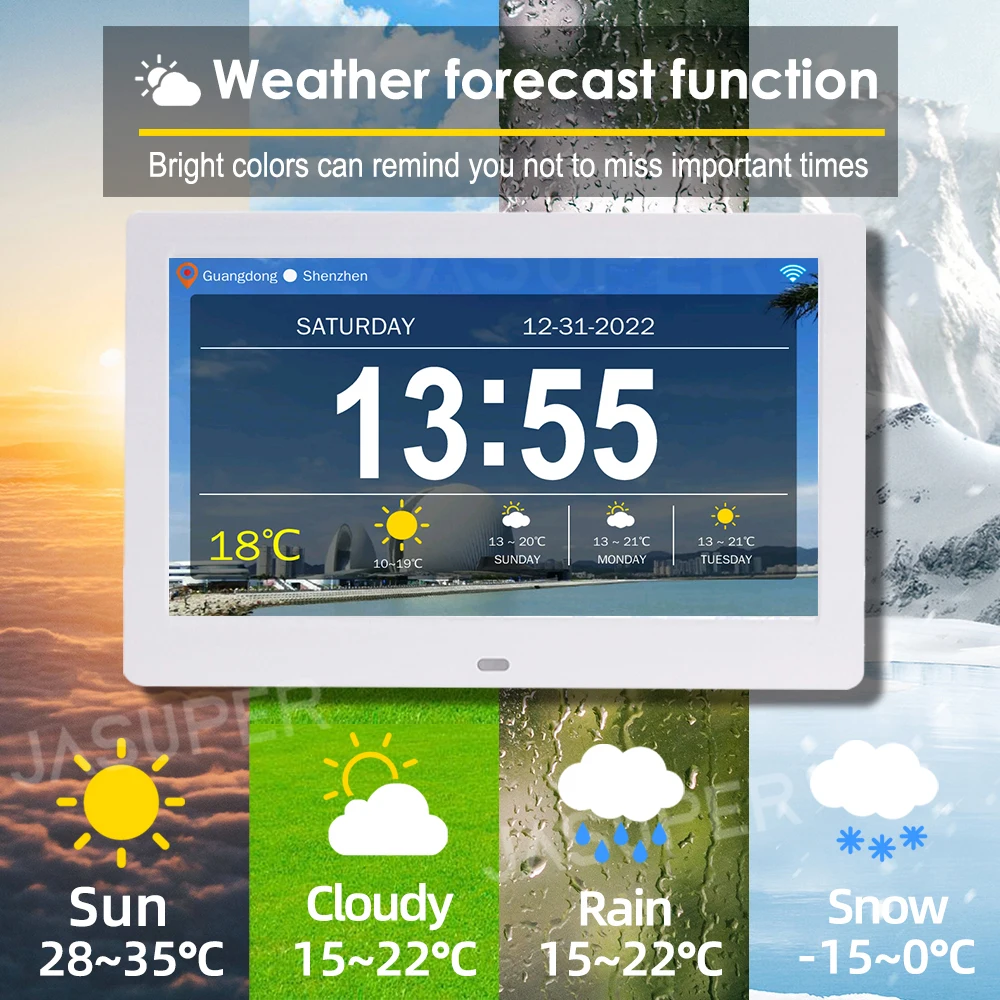 10.1/7 inch wifi Senior Demenz Kalender uhr digitaler Foto rahmen führte Großbild anzeige Uhrzeit Datum Wetter vorhersage