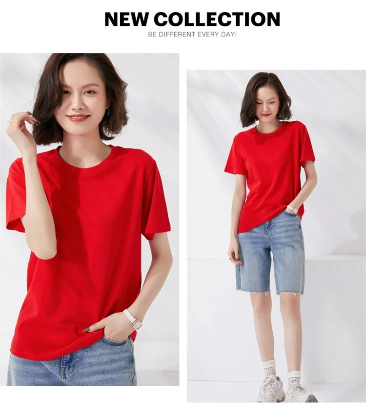 Women T-shirts 2024 Summer Tops Solid Short Sleeve Loose O-neck 100% Cotton Casual Ladies Shirts Harajuku Korean Woman Tshirts